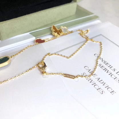 [Max Jewelry ]LUCKY SPRING 4 MOTIFS ROSE GOLD NECKLACE