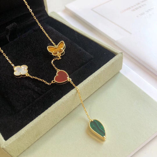 [Plus&Max]LUCKY SPRING 4 MOTIFS ROSE GOLD NECKLACE