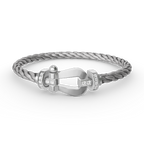 [Plus&Max]FORCE LARGE HORSESHOE HALF DIAMOND BRACELET SILVER
