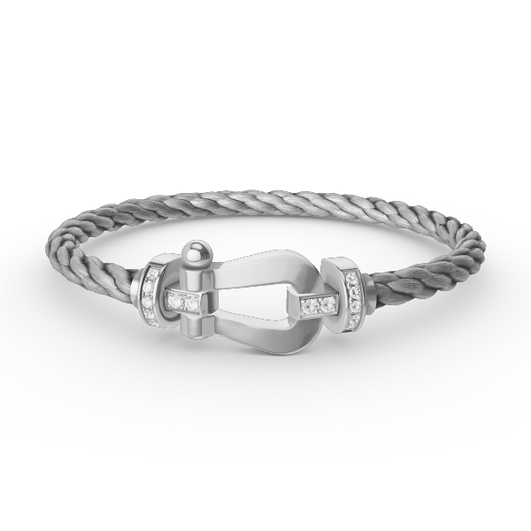 [Max Jewelry ]FORCE LARGE HORSESHOE HALF DIAMOND BRACELET SILVER