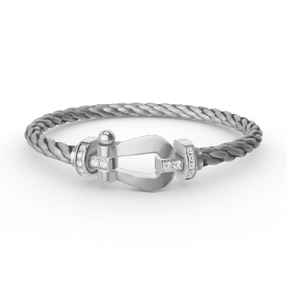 [Max Jewelry ]FORCE LARGE HORSESHOE HALF DIAMOND BRACELET SILVER