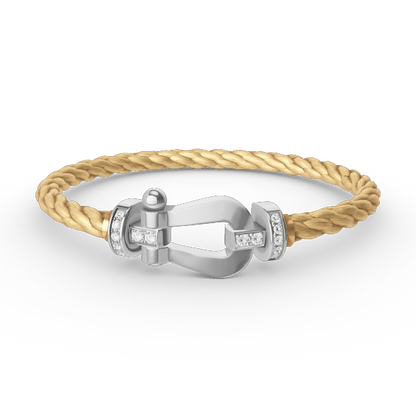 [Max Jewelry ]FORCE LARGE HORSESHOE HALF DIAMOND BRACELET SILVER