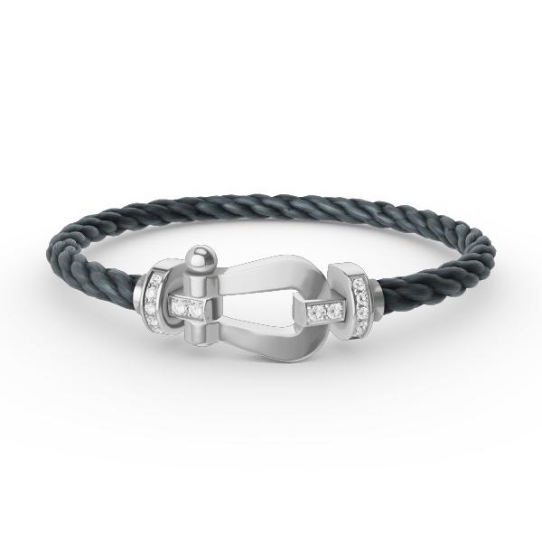 [Max Jewelry ]FORCE LARGE HORSESHOE HALF DIAMOND BRACELET SILVER