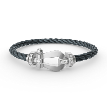 [Max Jewelry ]FORCE LARGE HORSESHOE HALF DIAMOND BRACELET SILVER