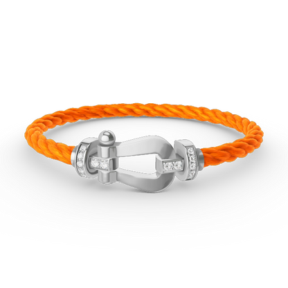 [Max Jewelry ]FORCE LARGE HORSESHOE HALF DIAMOND BRACELET SILVER