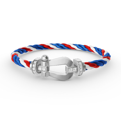 [Max Jewelry ]FORCE LARGE HORSESHOE HALF DIAMOND BRACELET SILVER