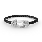 [Plus&Max]FORCE LARGE HORSESHOE HALF DIAMOND BRACELET SILVER
