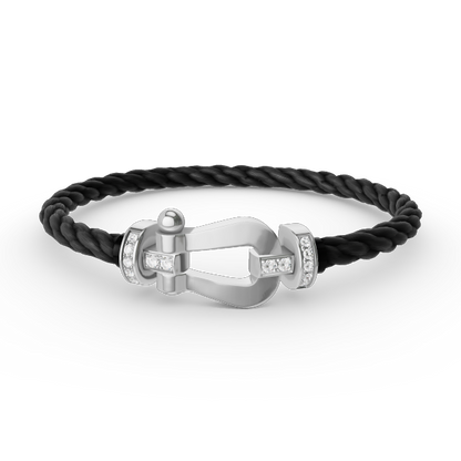 [Max Jewelry ]FORCE LARGE HORSESHOE HALF DIAMOND BRACELET SILVER