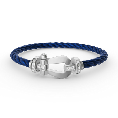 [Max Jewelry ]FORCE LARGE HORSESHOE HALF DIAMOND BRACELET SILVER