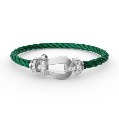 [Max Jewelry ]FORCE LARGE HORSESHOE HALF DIAMOND BRACELET SILVER