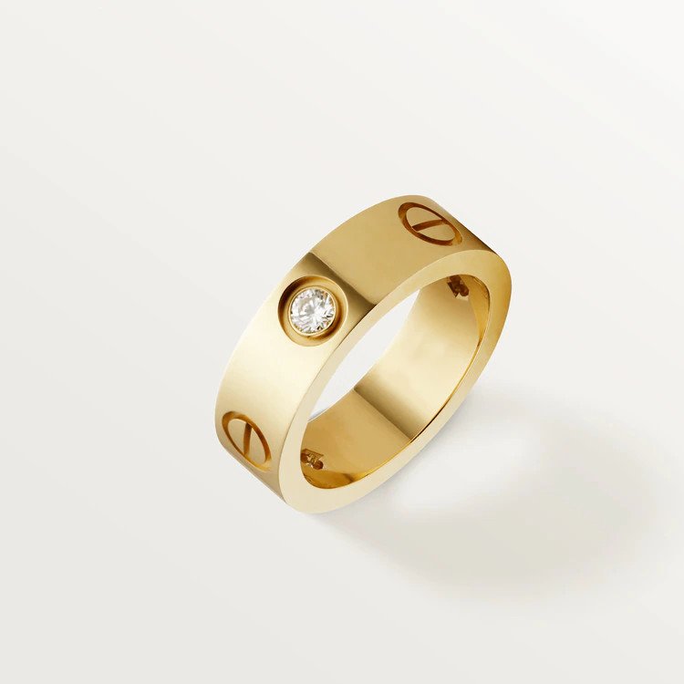 [Max Jewelry ]LOVE RING 5.5MM 3 DIAMONDS PINK GOLD