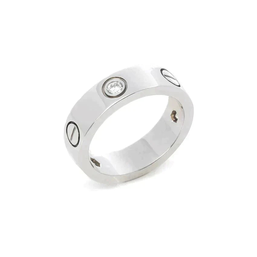 [Max Jewelry ]LOVE RING 5.5MM 3 DIAMONDS SILVER