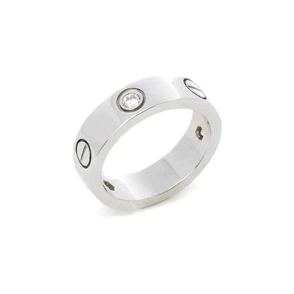 [Max Jewelry ]LOVE RING 5.5MM 3 DIAMONDS SILVER