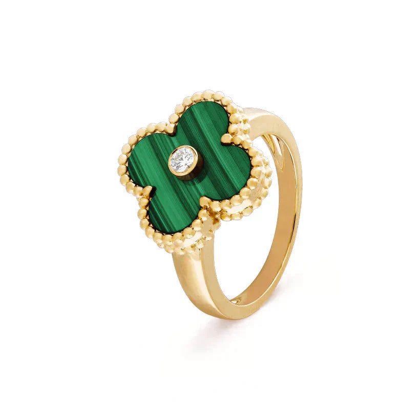 [Max Jewelry ]CLOVER MALACHITE RING GOLD DIAMOND