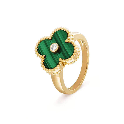 [Plus&Max]CLOVER MALACHITE RING GOLD DIAMOND