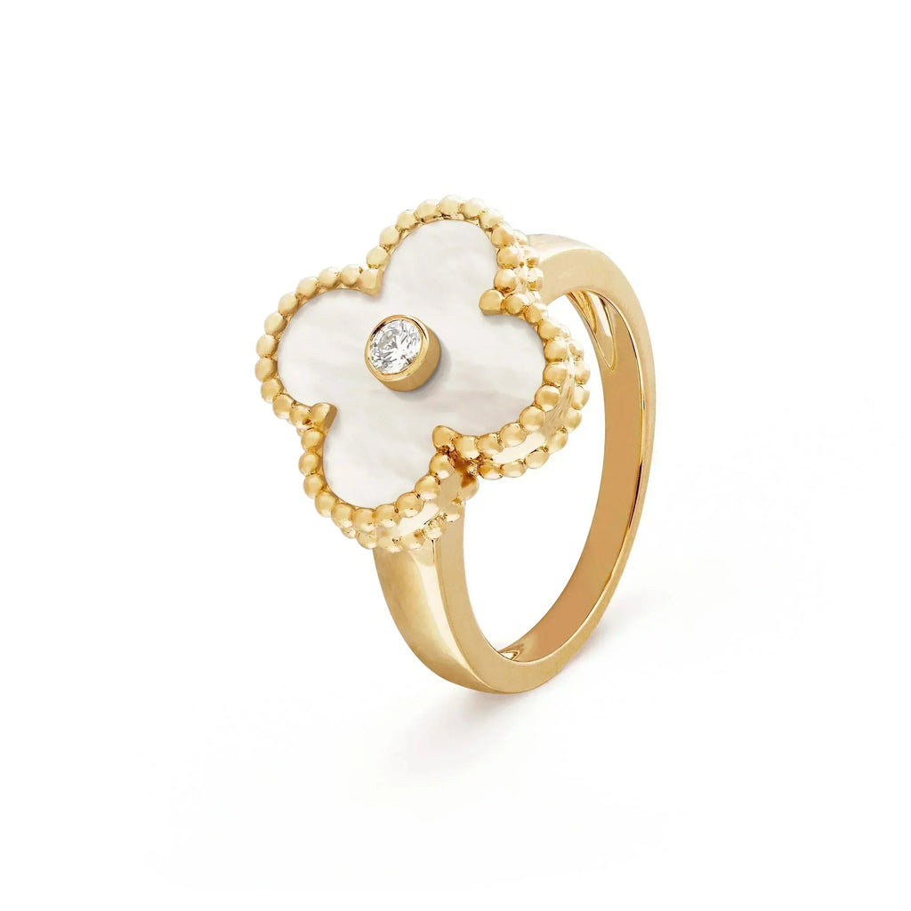 [Plus&Max]CLOVER PINK MOP RING GOLD DIAMOND