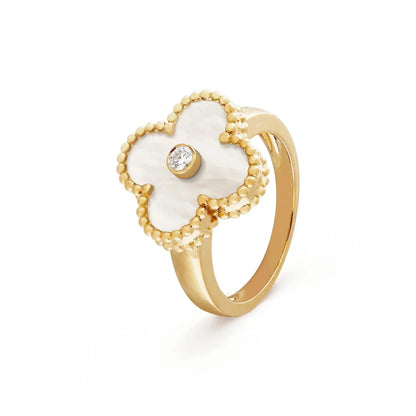 [Max Jewelry ]CLOVER PINK MOP RING GOLD DIAMOND