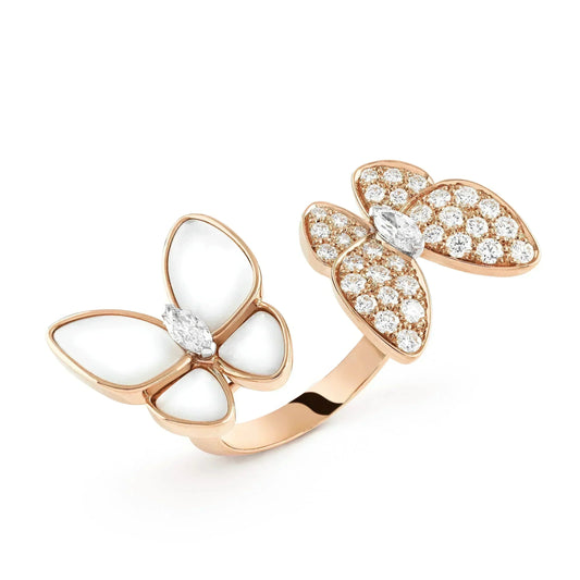 [Max Jewelry ]TWIN BUTTERFLY DIAMOND MOP RING