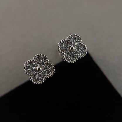 [Max Jewelry ]CLOVER MINI DIAMOND STUD EARRINGS